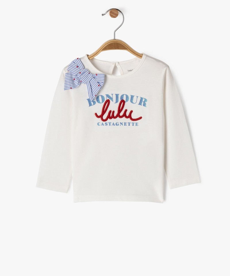 Tee-shirt manches longues avec inscription brodée bébé fille - LuluCastagnette